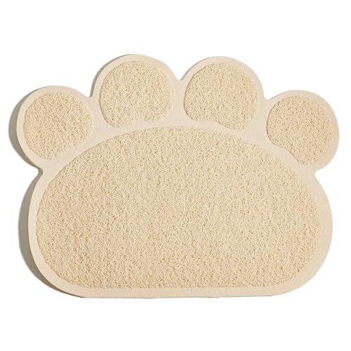 BEALIFE Katzenstreu Auffangmatte. Feine Nähte und fusselfrei für langlebige, wasserdichte PVC Katzenstreu Auffangmatten Tischsets, Beige von BEALIFE