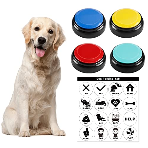 BEAN LIEVE Hunde Buttons zum sprechen, Hunde Buzzer mit aufnahmefunktion, hundespielzeu Intelligenz, Hundeknopf für die Kommunikation, 20-Sekunden-Sprachaufzeichnungstaste, Mehrfarbig, 4er-Set BEAN LIEVE Hunde Buttons zum sprechen, Hunde Buzzer mit aufnahmefunktion, hundespielzeu Intelligenz, Hundeknopf für die Kommunikation, 20-Sekunden-Sprachaufzeichnungstaste, Mehrfarbig, 4er-Set von BEAN LIEVE