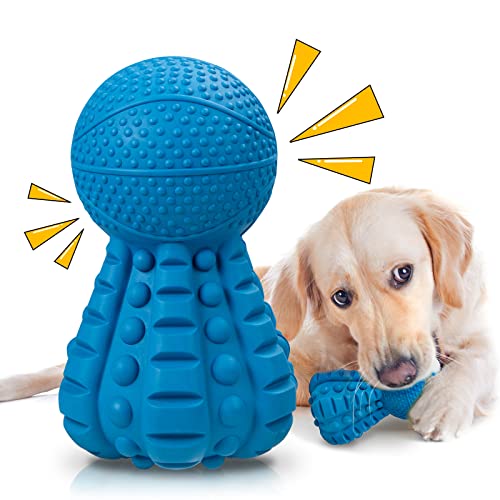Hundespielzeug Unzerstörbares für Aggressive Kauer, Hunde Kauspielzeug, Ungiftig, Robust, Naturkautschuk, Quietschend, für mittelgroße und große Hunde- Blau von BEAUTLOHAS.