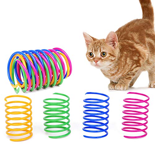 BEAUTYBIGBANG Cat Spring Spielzeug, 12 Stück Kunststoff Spiralfedern, Spirale Katzen Spielzeug, Spielzeug Spiralfedern, Neuheit Haustiere Spielzeug, Bunte Spiralfedern für Katze (zufällige Farbe) von BEAUTYBIGBANG