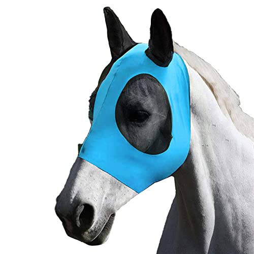 Pferdefliegenmaske Horse Fly Mask Fliegenmasken Für Pferde Mit Ohren Und Augennetzen UV-Schutz Glatte Und Elastische Fliegenmaske In Voller Größe Für Pferde (Blau) von BEAUTYBIGBANG