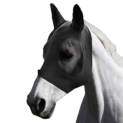 Pferdefliegenmaske Horse Fly Mask Fliegenmasken Für Pferde Mit Ohren Und Augennetzen UV-Schutz Glatte Und Elastische Fliegenmaske In Voller Größe Für Pferde (Schwarz) von BEAUTYBIGBANG