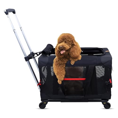 BEAUTYMONKEY.K Hundetasche für Kleine Hunde 5kg mit Rollen - Haustier Transportbox mit Rädern für Katzen und Kleine Hunde - Hundetrolley bis 15 kg mit Rollen ideal für Schnauzer Chihuahua von BEAUTYMONKEY.K