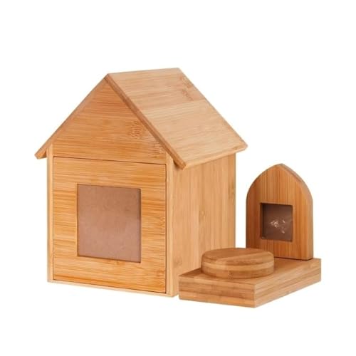 Urnenbox aus Holz für die Asche von Hunden oder Katzen, Einäscherungshaus für Haustiere mit personalisiertem Bilderrahmen, Erinnerungsgeschenk bei Verlust eines Haustiers (S) von BEAUTYMONKEY.K