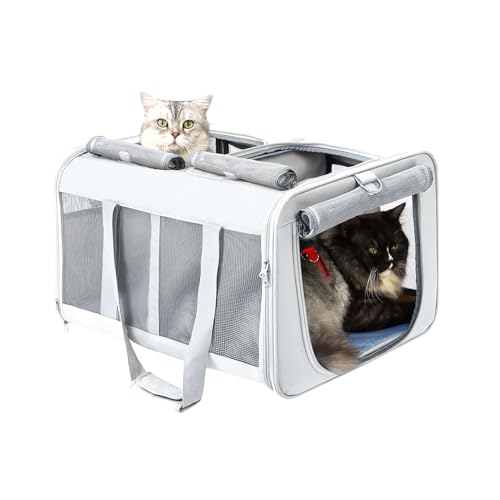BEAUTYMONKEY.K Katzentransportbox große für 2 Katzen, Transporttasche Katzen Groß für 2 Katzen, 53L x 44B x 33H cm von BEAUTYMONKEY.K