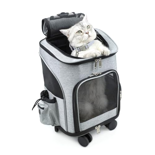 BEAUTYMONKEY.K Katzenrucksack mit Rollen, Haustier Rucksack für Katze und Klein Hunde bis 4 KG, Transportrucksack für Katze von BEAUTYMONKEY.K