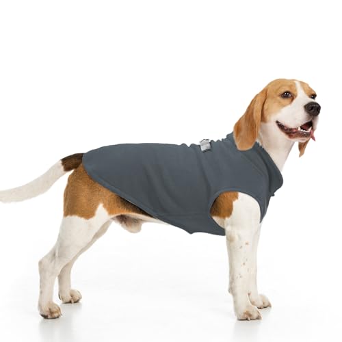 BEAUTYZOO Fleeceweste Pullover Winterjacke für Kleine, Mittelgroße und Große Hunde Mit D-Ring-Leine, Kaltwettermantel, Hoodie für XS, S, M, Junge oder Mädchen, Grau, XL von BEAUTYZOO
