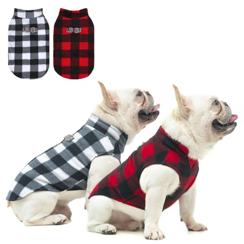 BEAUTYZOO Hunde-Fleeceweste, Pullover, Winterjacke für kleine und mittelgroße Hunde, mit D-Ring-Leine, kaltes Wetter, Kapuzenpullover, für XS, S, M, Jungen, Mädchen, Büffelkariert, 2 Stück BEAUTYZOO Hunde-Fleeceweste, Pullover, Winterjacke für kleine und mittelgroße Hunde, mit D-Ring-Leine, kaltes Wetter, Kapuzenpullover, für XS, S, M, Jungen, Mädchen, Büffelkariert, 2 Stück von BEAUTYZOO