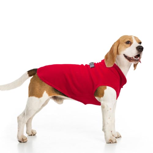 BEAUTYZOO Hunde-Fleeceweste Pullover Winterjacke für kleine und mittelgroße große Hunde mit D-Ring-Leine, Kaltwettermantel, Hoodie für XS, S, M, Hunde, Junge oder Mädchen, Rot, XL von BEAUTYZOO