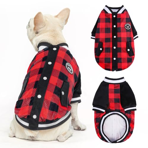 BEAUTYZOO Hunde-Kapuzenpullover für kleine und mittelgroße Hunde, für Herbst und Winter, warme Kleidung für Welpen, S, M, Hunde, Mädchen, Jungen, Hundepullover, Baseball-Sweatshirt, Jacke, Bulldogge von BEAUTYZOO