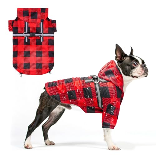 BEAUTYZOO Hunde-Regenmantel mit Kapuze und integriertem Geschirr, Zupfponcho, wasserdichter Hunderegenmantel für den Winter, regnerische Schneetage, Buffalo Red, L BEAUTYZOO Hunde-Regenmantel mit Kapuze und integriertem Geschirr, Zupfponcho, wasserdichter Hunderegenmantel für den Winter, regnerische Schneetage, Buffalo Red, L von BEAUTYZOO
