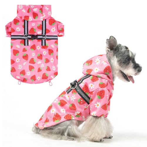 BEAUTYZOO Hunde-Regenmantel mit Kapuze und integriertem Geschirr für kleine, mittelgroße und große Hunde, Mädchen, Jungen, Hunderegenjacke, Zupfponcho, wasserdichter Hunde-Regenmantel, Kleidung für von BEAUTYZOO