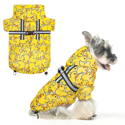 BEAUTYZOO Hunde-Regenmantel mit Kapuze und integriertem Geschirr für kleine, mittelgroße und große Hunde, Mädchen, Jungen, Hunderegenjacke, Zupfponcho, wasserdichter Hunde-Regenmantel, Kleidung für von BEAUTYZOO