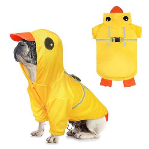 BEAUTYZOO Hunde-Regenmantel mit Kapuze und integriertem Geschirr für kleine, mittelgroße und große Hunde, Mädchen, Jungen, Hunderegenjacke, Zupfponcho, wasserdichter Hunde-Regenmantel, Kleidung für von BEAUTYZOO