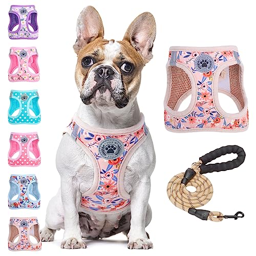 BEAUTYZOO Hundegeschirr und Leine, Blumenmuster, reflektierend, kein Ziehen, kein Würgen, Welpengeschirr für kleine, mittelgroße und große Hunde und Katzen, weich gepolstertes Netzgewebe, für Mädchen BEAUTYZOO Hundegeschirr und Leine, Blumenmuster, reflektierend, kein Ziehen, kein Würgen, Welpengeschirr für kleine, mittelgroße und große Hunde und Katzen, weich gepolstertes Netzgewebe, für Mädchen von BEAUTYZOO