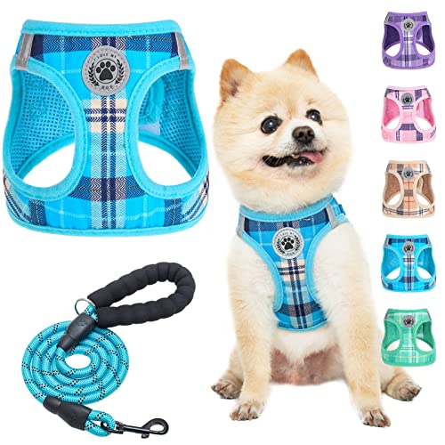 BEAUTYZOO Hundegeschirr und Leine, weiches Netzgewebe, reflektierend, für extra kleine mittelgroße Welpen und Katzen, kariert, für XS, S, Blau, Größe XS BEAUTYZOO Hundegeschirr und Leine, weiches Netzgewebe, reflektierend, für extra kleine mittelgroße Welpen und Katzen, kariert, für XS, S, Blau, Größe XS von BEAUTYZOO
