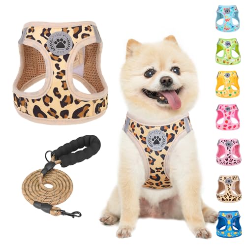 BEAUTYZOO Hundegeschirr zum Reinschlüpfen mit Leine, reflektierend, kein Ziehen oder Würgen, Welpen, kleine, mittlere, große Hunde, Katzen, weich gepolstert, Netzgewebe, unisex, Leopard/Khaki, Größe S BEAUTYZOO Hundegeschirr zum Reinschlüpfen mit Leine, reflektierend, kein Ziehen oder Würgen, Welpen, kleine, mittlere, große Hunde, Katzen, weich gepolstert, Netzgewebe, unisex, Leopard/Khaki, Größe S von BEAUTYZOO