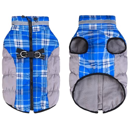 BEAUTYZOO Hundemantel für große Hunde, Winterpufferjacke mit integriertem Geschirr, wasserdichter Schneeanzug, warme Fleece-Weste, Blau, L BEAUTYZOO Hundemantel für große Hunde, Winterpufferjacke mit integriertem Geschirr, wasserdichter Schneeanzug, warme Fleece-Weste, Blau, L von BEAUTYZOO