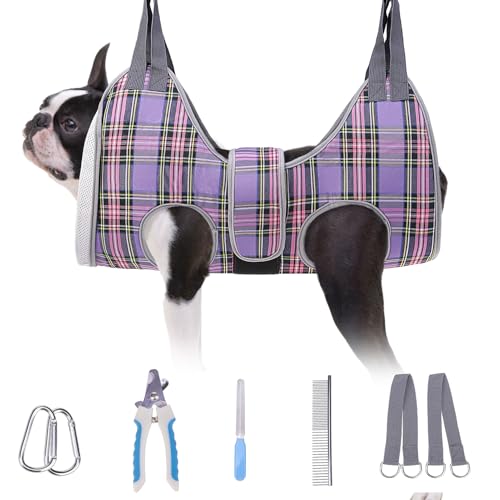 BEAUTYZOO Hundepflege-Hängematte für kleine Hunde und Katzen, Hundeschlinge zum Nageltrimmen/-schneiden, Hundegeschirrhalter zum Aufhängen mit dickem Stoff-Nackenstütze und Gurt, Krallenpflege, Lila BEAUTYZOO Hundepflege-Hängematte für kleine Hunde und Katzen, Hundeschlinge zum Nageltrimmen/-schneiden, Hundegeschirrhalter zum Aufhängen mit dickem Stoff-Nackenstütze und Gurt, Krallenpflege, Lila von BEAUTYZOO