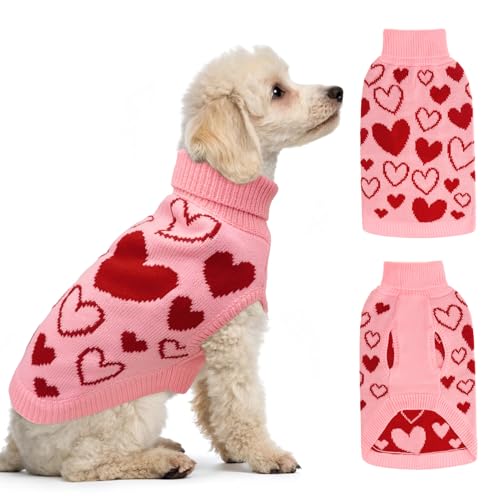 BEAUTYZOO Hundepullover für kleine Hunde, Mädchen, Jungen, Herzmuster, Rollkragenpullover, Hundekleidung bei kaltem Wetter, Urlaubsparty, Zopfstrickpullover, Rosa, Größe S BEAUTYZOO Hundepullover für kleine Hunde, Mädchen, Jungen, Herzmuster, Rollkragenpullover, Hundekleidung bei kaltem Wetter, Urlaubsparty, Zopfstrickpullover, Rosa, Größe S von BEAUTYZOO