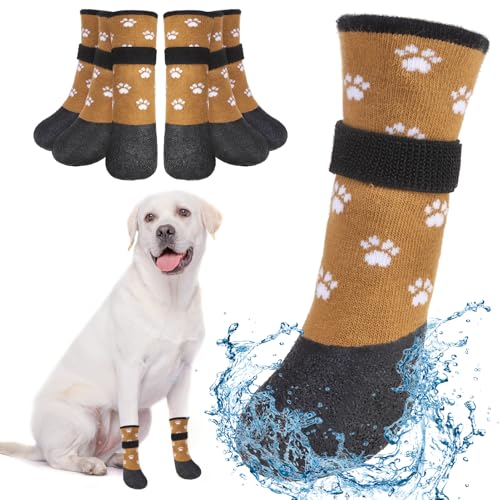 BEAUTYZOO Hundeschuhe für kleine Hunde, Hundestiefel und Pfotenschutz für Winter, verschneite Tage, Sommer, heißer Bürgersteig, wasserdichte Hundeschuhe für Hartholzböden, 6 Stück, griffige Socken für von BEAUTYZOO