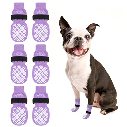 BEAUTYZOO Hundesocken, um das Lecken von Hartholzböden zu vermeiden, Stiefel für kleine, mittelgroße und große Hunde, rutschfeste Socken mit doppelter Traktionskontrolle von BEAUTYZOO