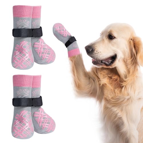BEAUTYZOO Hundesocken für kleine, mittelgroße und große Hunde, rutschfeste Socken gegen Lecken für heiße/kalte Gehwege, Traktionskontrolle für Welpen, ältere Hunde, Anthrazit, Größe L BEAUTYZOO Hundesocken für kleine, mittelgroße und große Hunde, rutschfeste Socken gegen Lecken für heiße/kalte Gehwege, Traktionskontrolle für Welpen, ältere Hunde, Anthrazit, Größe L von BEAUTYZOO