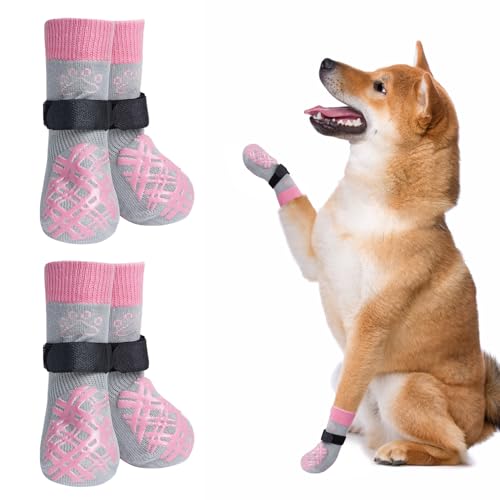 BEAUTYZOO Hundesocken für kleine, mittelgroße und große Hunde, rutschfeste Socken gegen Lecken für heiße/kalte Gehwege, Traktionskontrolle für Welpen, ältere Hunde, Anthrazit, Größe M BEAUTYZOO Hundesocken für kleine, mittelgroße und große Hunde, rutschfeste Socken gegen Lecken für heiße/kalte Gehwege, Traktionskontrolle für Welpen, ältere Hunde, Anthrazit, Größe M von BEAUTYZOO