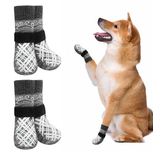 BEAUTYZOO Hundesocken für kleine, mittelgroße und große Hunde, rutschfeste Socken gegen Lecken für heiße/kalte Gehwege, Traktionskontrolle für Welpen, ältere Hunde, Dunkelgrau, Größe M BEAUTYZOO Hundesocken für kleine, mittelgroße und große Hunde, rutschfeste Socken gegen Lecken für heiße/kalte Gehwege, Traktionskontrolle für Welpen, ältere Hunde, Dunkelgrau, Größe M von BEAUTYZOO