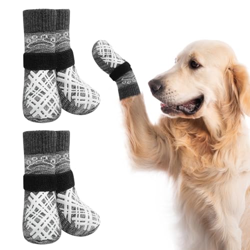 BEAUTYZOO Hundesocken für kleine, mittelgroße und große Hunde, rutschfeste Socken gegen Lecken für heiße/kalte Gehwege, Traktionskontrolle für Welpen, ältere Hunde, Dunkelgrau, XL BEAUTYZOO Hundesocken für kleine, mittelgroße und große Hunde, rutschfeste Socken gegen Lecken für heiße/kalte Gehwege, Traktionskontrolle für Welpen, ältere Hunde, Dunkelgrau, XL von BEAUTYZOO