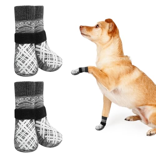 BEAUTYZOO Hundesocken für kleine, mittelgroße und große Hunde, rutschfeste Socken gegen Lecken für heiße / kalte Gehwege, Traktionskontrolle für Welpen, ältere Hunde, Dunkelgrau, Größe S/M BEAUTYZOO Hundesocken für kleine, mittelgroße und große Hunde, rutschfeste Socken gegen Lecken für heiße / kalte Gehwege, Traktionskontrolle für Welpen, ältere Hunde, Dunkelgrau, Größe S/M von BEAUTYZOO