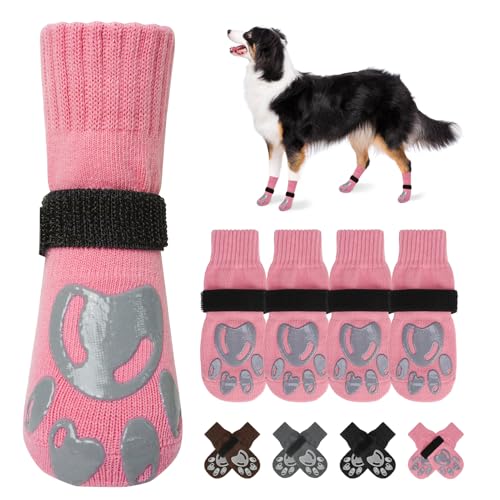 BEAUTYZOO Hundesocken gegen Lecken der Pfoten – Hundestiefel und Pfotenschutz mit Greifern auf Hartholzböden, Hundeschuhe für heiße/kalte Gehwege, kleine, mittelgroße und große Senioren von BEAUTYZOO