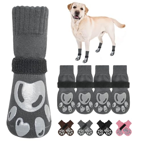BEAUTYZOO Hundesocken gegen Lecken der Pfoten – Hundestiefel und Pfotenschutz mit Greifern auf Hartholzböden, Hundeschuhe für heiße/kalte Gehwege, kleine, mittelgroße und große Senioren von BEAUTYZOO