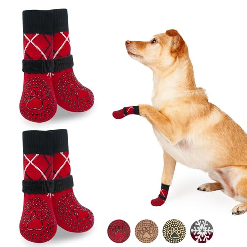 BEAUTYZOO Hundesocken gegen Lecken von Pfoten, Hundesocken für Hartholzböden, rutschfeste Socken für Hunde, Hundepfotenschutz, rutschfeste Socken für ältere Hunde, rutschfeste Hundesocken verhindern von BEAUTYZOO