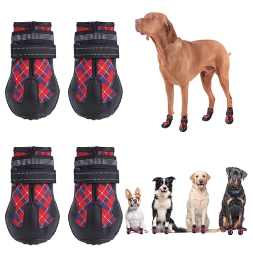 BEAUTYZOO Hundestiefel, wasserdichte Hundeschuhe für kleine, mittelgroße Hunde, rutschfeste Outdoor-Hundestiefel, Pfotenschutz für heißen Gehweg, Winter, Schnee, Wandern, mit reflektierenden Riemen, 4 BEAUTYZOO Hundestiefel, wasserdichte Hundeschuhe für kleine, mittelgroße Hunde, rutschfeste Outdoor-Hundestiefel, Pfotenschutz für heißen Gehweg, Winter, Schnee, Wandern, mit reflektierenden Riemen, 4 von BEAUTYZOO