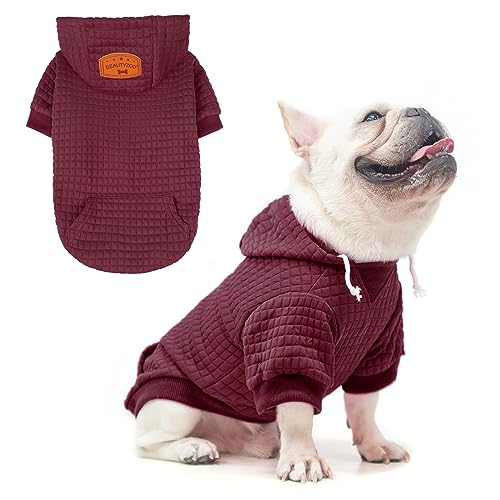 BEAUTYZOO Kapuzenpulli für Hunde in Waffelmuster - Warme Herbst- und Winterkleidung für kleine bis große Hunde (Größen S, M, L) - Sweater mit Kapuze und Tasche für Bulldogge, Pitbull und andere Rassen von BEAUTYZOO