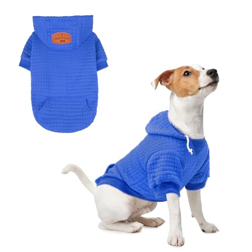 BEAUTYZOO Kapuzenpulli für Hunde in Waffelmuster - Warme Herbst- und Winterkleidung für kleine bis große Hunde (Größen S, M, L) - Sweater mit Kapuze und Tasche für Bulldogge, Pitbull und andere Rassen von BEAUTYZOO