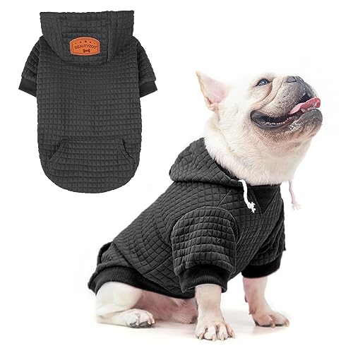 BEAUTYZOO Kapuzenpulli für Hunde in Waffelmuster - Warme Herbst- und Winterkleidung für kleine bis große Hunde (Größen S, M, L) - Sweater mit Kapuze und Tasche für Bulldogge, Pitbull und andere Rassen von BEAUTYZOO