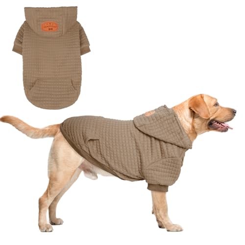 BEAUTYZOO Kapuzenpulli für Hunde in Waffelmuster - Warme Herbst- und Winterkleidung für kleine bis große Hunde (Größen S, M, L) - Sweater mit Kapuze und Tasche für Bulldogge, Pitbull und andere Rassen von BEAUTYZOO
