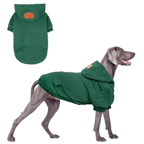 BEAUTYZOO Kapuzenpullover für große Hunde, mit Taschen, Hundekleidung für kleine und mittelgroße Hunde, Jungen und Mädchen, Waffelähnlich, laminierte Baumwolle, Haustiermäntel mit Loch für Hut und von BEAUTYZOO