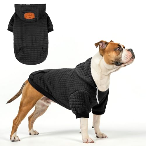 BEAUTYZOO Kapuzenpullover für große Hunde, mit Taschen, Hundekleidung für kleine und mittelgroße Hunde, Jungen und Mädchen, Waffelähnlich, laminierte Baumwolle, Haustiermäntel mit Loch für Hut und von BEAUTYZOO