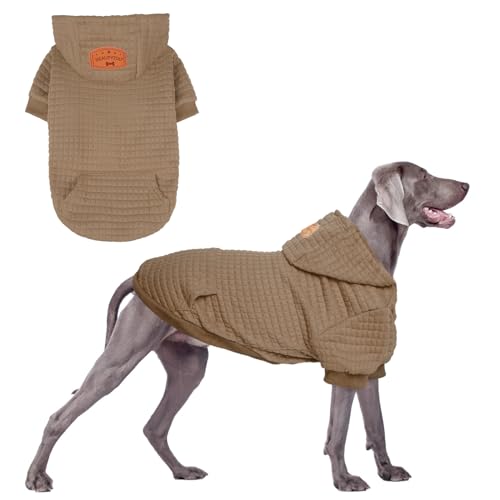 BEAUTYZOO Kapuzenpullover für große Hunde, mit Taschen, Hundekleidung für kleine und mittelgroße Hunde, Jungen und Mädchen, Waffelähnlich, laminierte Baumwolle, Haustiermäntel mit Loch für Hut und von BEAUTYZOO