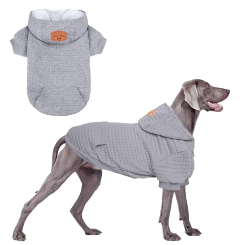 BEAUTYZOO Kapuzenpullover für große Hunde, mit Taschen, Hundekleidung für kleine und mittelgroße Hunde, Jungen und Mädchen, Waffelähnlich, laminierte Baumwolle, Haustiermäntel mit Loch für Hut und von BEAUTYZOO