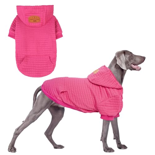 BEAUTYZOO Kapuzenpullover für große Hunde, mit Taschen, Hundekleidung für kleine und mittelgroße Hunde, Jungen und Mädchen, Waffelähnlich, laminierte Baumwolle, Haustiermäntel mit Loch für Hut und von BEAUTYZOO