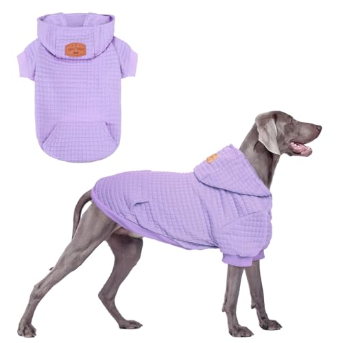 BEAUTYZOO Kapuzenpullover für große Hunde, mit Taschen, Hundekleidung für kleine und mittelgroße Hunde, Jungen und Mädchen, Waffelähnlich, laminierte Baumwolle, Haustiermäntel mit Loch für Hut und von BEAUTYZOO