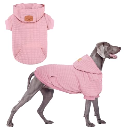 BEAUTYZOO Kapuzenpullover für große Hunde, mit Taschen, Hundekleidung für kleine und mittelgroße Hunde, Jungen und Mädchen, Waffelähnlich, laminierte Baumwolle, Haustiermäntel mit Loch für Hut und von BEAUTYZOO