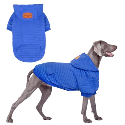 BEAUTYZOO Kapuzenpullover für große Hunde, mit Taschen, Hundekleidung für kleine und mittelgroße Hunde, Jungen und Mädchen, Waffelähnlich, laminierte Baumwolle, Haustiermäntel mit Loch für Hut und von BEAUTYZOO
