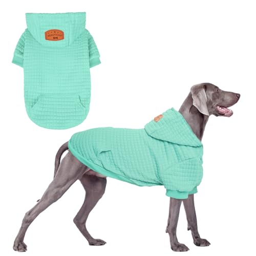 BEAUTYZOO Kapuzenpullover für große Hunde, mit Taschen, Hundekleidung für kleine und mittelgroße Hunde, Jungen und Mädchen, Waffelähnlich, laminierte Baumwolle, Haustiermäntel mit Loch für Hut und von BEAUTYZOO