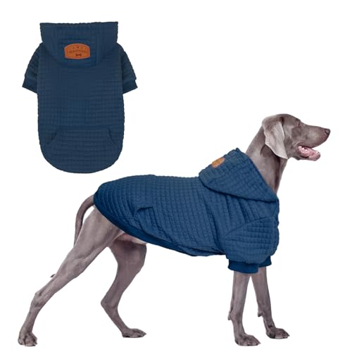 BEAUTYZOO Kapuzenpullover für große Hunde, mit Taschen, Hundekleidung für kleine und mittelgroße Hunde, Jungen und Mädchen, Waffelähnlich, laminierte Baumwolle, Haustiermäntel mit Loch für Hut und von BEAUTYZOO