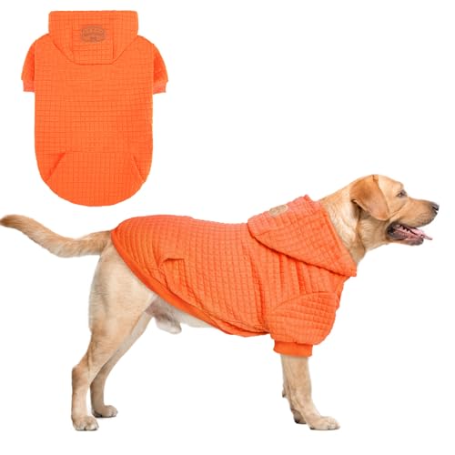 BEAUTYZOO Kapuzenpullover für kleine Hunde mit Taschen, Hundekleidung für kleine und mittelgroße Hunde, Jungen und Mädchen, Waffelähnlich, laminierte Baumwolle, Haustiermäntel mit Loch für Hut und von BEAUTYZOO